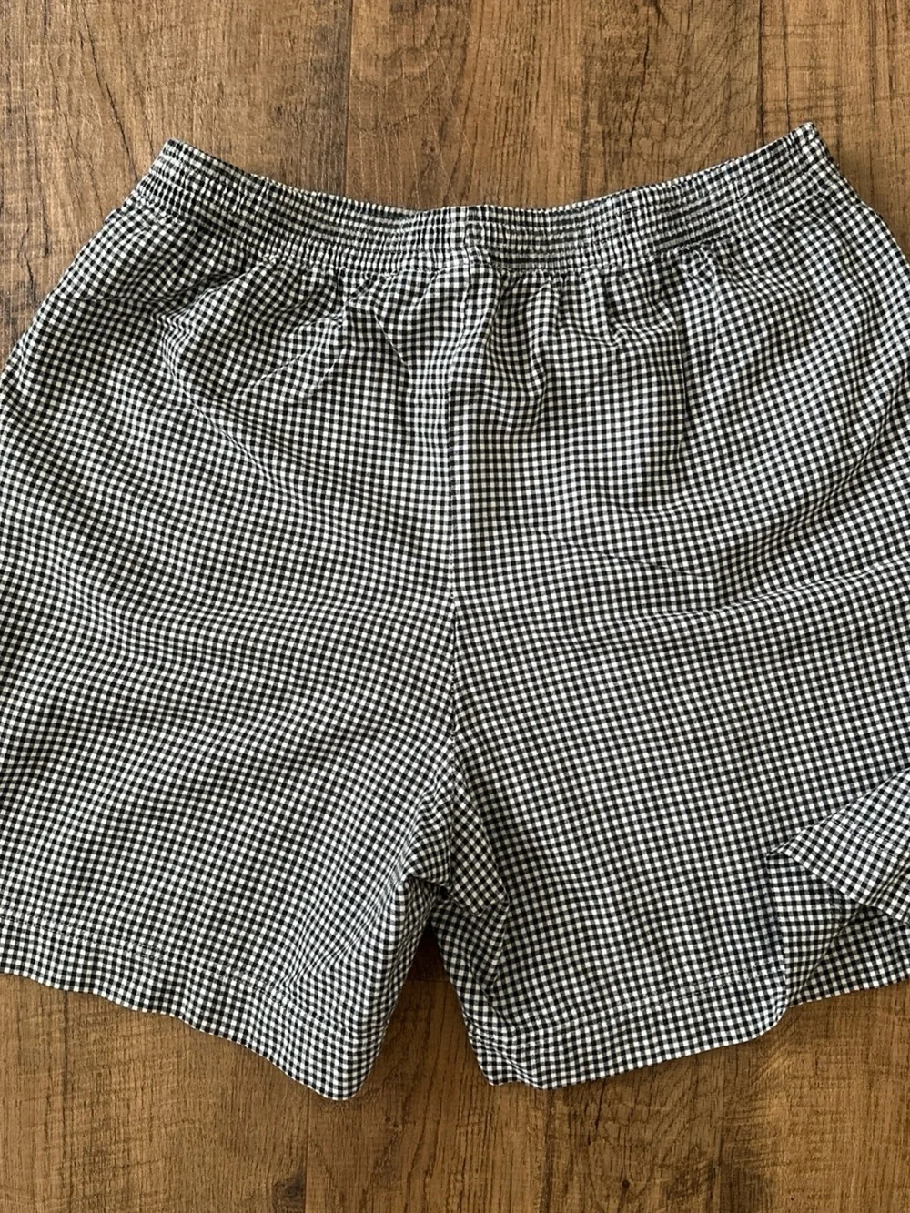 Black & White Gingham Elastic Waist Shorts Vintage Baxter & Wells Large